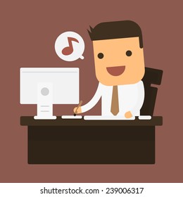 Employees are happy with the work,Vector cartoon concept abstract business