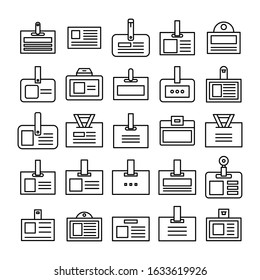 employees id cards and business card icons set line