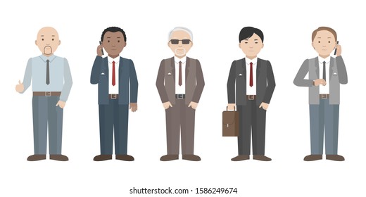 Employees of international company. Multiethnic team. Vector illustration.