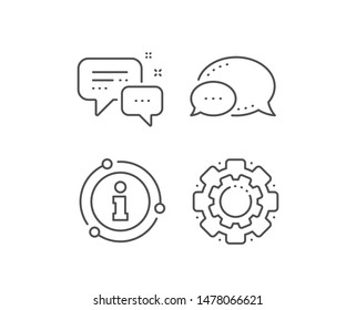 Employees messenger line icon. Chat bubble, info sign elements. Speech bubble sign. Chat message symbol. Linear employees messenger outline icon. Information bubble. Vector