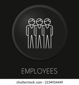  Empleados icono de línea vectorial mínima en botón 3D aislado en fondo negro. Vector Premium.
