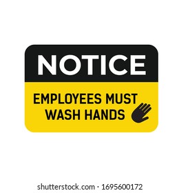 Employees must wash hands vector graphic