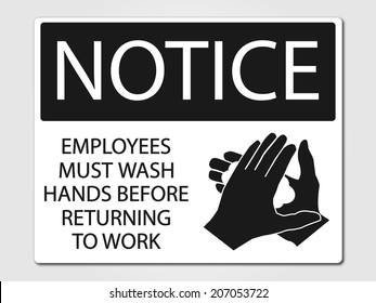 Employees must wash vector sign