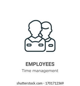 Employees outline vector icon. Thin line black employees icon, flat vector simple element illustration from editable time management concept isolated stroke on white background