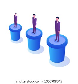 Employees professional growth, career achievements  isometric concept. Vector illustration