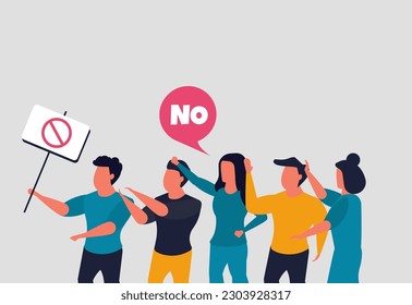 Employees protest, people strike or demonstration. Movement of activists for their rights and equality. People with protest posters. Vector illustration concept