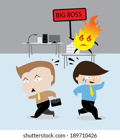 Employees run away from boss
