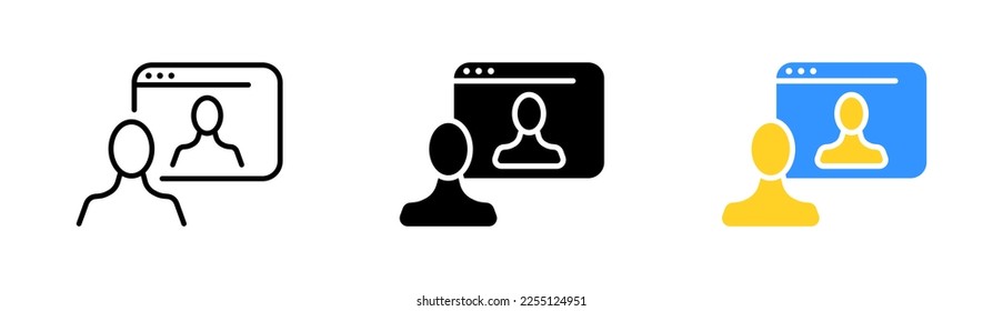 Mitarbeiter setzen das Symbol. Workflow, weltweit, Delegat, Planet, Online, Untergebenen, Hierarchie, Feedback, Website. Geschäftskonzept. Vektorsymbol in line, schwarz und bunter Stil auf weißem Hintergrund