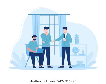 Employees are talking about work trending concept flat illustration