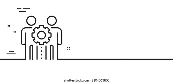 Employees teamwork line icon. Collaboration sign. Development partners symbol. Minimal line illustration background. Employees teamwork line icon pattern banner. White web template concept. Vector