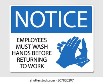 Employees wash hands sign vector illustration