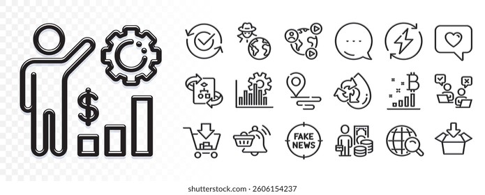 Employees wealth, Approved and Place line icons for web app. Glare of light effect. Message icon. Pack of Fake news, Video conference, Seo graph pictogram icons. Vector