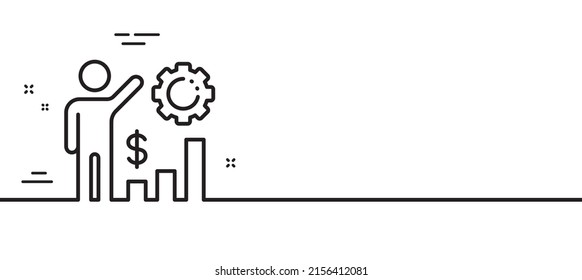 Employees wealth line icon. Work results sign. Money chart symbol. Minimal line illustration background. Employees wealth line icon pattern banner. White web template concept. Vector