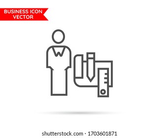 empleados listos para trabajar concepto Línea de negocio icono 10 pasos. Diseño plano.