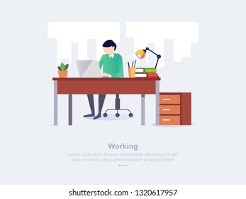 Employees Work Seriously with High Integrity. Working Concept. 3d Isometric Vector Illustration.
