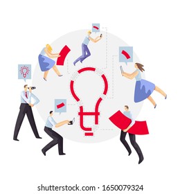 Employees work in team on the common business goal. Concept of the business strategy.