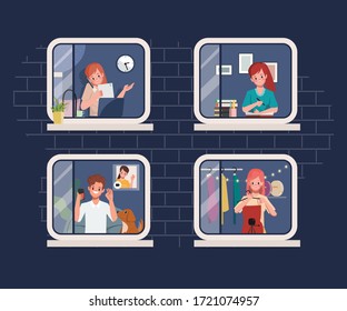 Los empleados están trabajando desde casa para evitar la propagación del coronavirus covid-19. Nuevo estilo de vida normal.