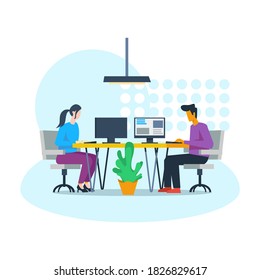 Empleados que trabajan en ilustraciones vectoriales de oficina