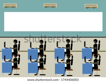 Employees are working in the office.Vector photo.