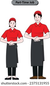 employees working part-time with a friendly look on their face
