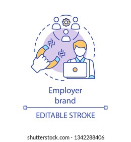 Employer Brand Concept Icon. Talent Acquisition Idea Thin Line Illustration. Right Candidates Attraction. Hiring Skilled Employee. Recruiting Process. Vector Isolated Outline Drawing. Editable Stroke