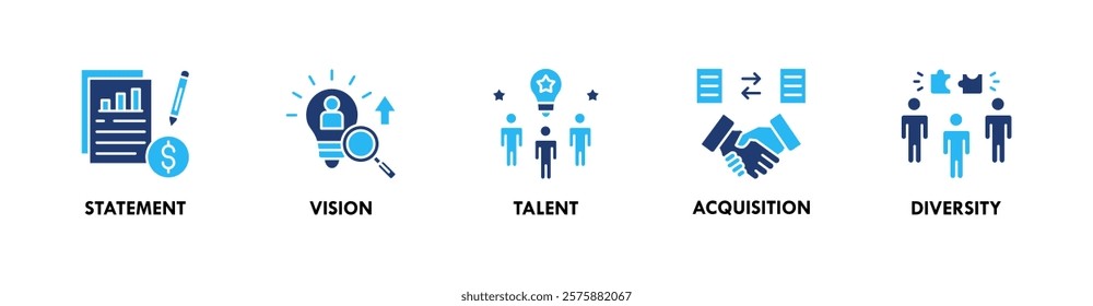 Employer Branding banner web icon illustration concept with icon of statement, vision, talent, acquisition, and diversity