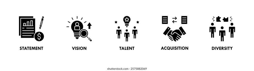 Employer Branding banner web icon illustration concept with icon of statement, vision, talent, acquisition, and diversity