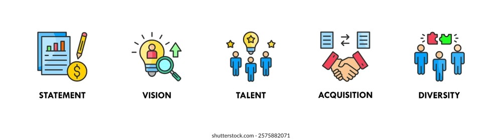 Employer Branding banner web icon illustration concept with icon of statement, vision, talent, acquisition, and diversity