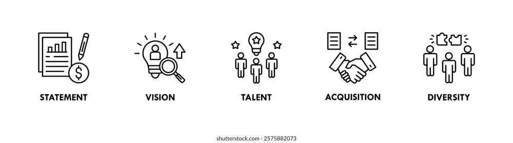 Employer Branding banner web icon illustration concept with icon of statement, vision, talent, acquisition, and diversity