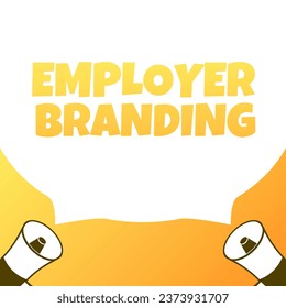 Employer branding sign. Flat, yellow, megaphone icons, employer branding sign. Vector icon