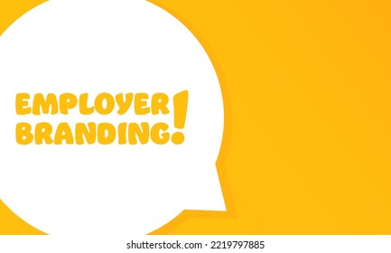 Marca de empleador. Burbuja de voz con texto de marca del empleador. 2.ª ilustración. Estilo plano. Icono de línea de vector para negocios y publicidad