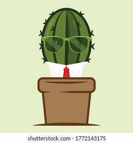 employer cactus on pot vector design