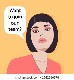  Employer. Concept - job search - Do you want to join our team? Vector graphics.
