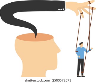 Employer domination exploitation. Unhealthy toxic relationships. Concept of influence, manipulation and addiction. Inner world, psychology, diversity. Vector illustration

