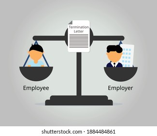 employer fight with employee in the court for misconduct termination and severance pay vector