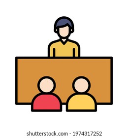 Employer, human resource, interview icon vector image. Can also be used for project management. Suitable for use on web apps, mobile apps and print media.
