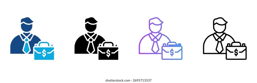 Ilustração de vetor de vários estilos de ícone do empregador
