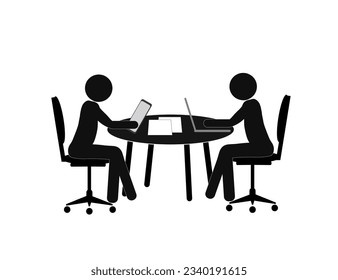 Employer in the search for new employment of persons. interview, meeting