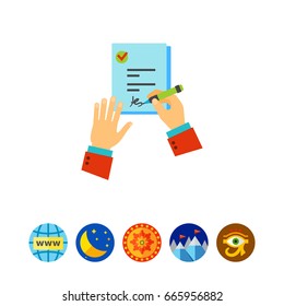 Employer signing job contract icon