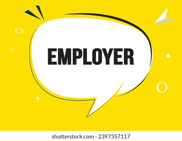 Wortblase-Text des Arbeitgebers. Hallo Hier auf hellen Farben für Aufkleber, Banner und Poster. Vektorgrafik.