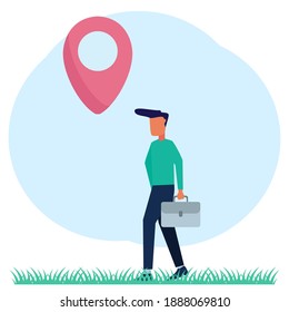 Employers going to work take advantage of digital directions, the digital map symbol. Our office location. Vector illustration.