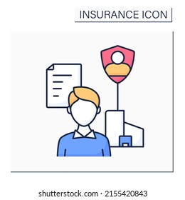 Employers Liability Color Icon. Insurance Safeguards Businesses Against Legal And Compensation Expenses From Employee Claims. Insurance Concept. Isolated Vector Illustration
