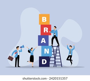 Employers working on branding design 2d vector illustration