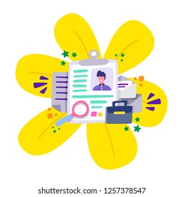 Employment agency assists job seekers in finding work. Contingency Employment Agency. Cartoon vector.