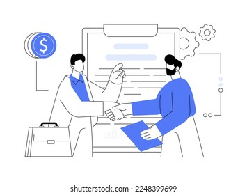 Employment agreement abstract concept vector illustration. Employment contract form, work agreement, employee and employer financial relations, collective responsibility abstract metaphor.
