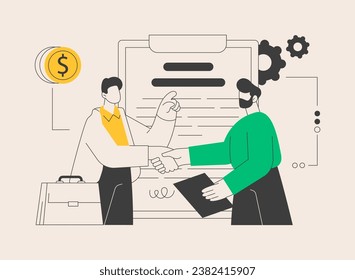 Employment agreement abstract concept vector illustration. Employment contract form, work agreement, employee and employer financial relations, collective responsibility abstract metaphor.