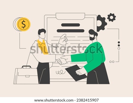 Employment agreement abstract concept vector illustration. Employment contract form, work agreement, employee and employer financial relations, collective responsibility abstract metaphor.