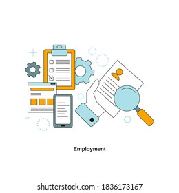 Employment concept illustration. Vector template for website, mobile website, landing page, ui.