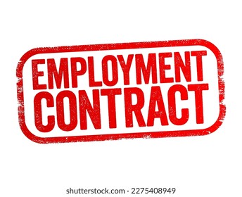 Employment Contract - is a kind of contract used in labour law to attribute rights and responsibilities between parties to a bargain, text stamp concept background