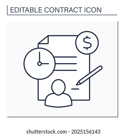Employment contract line icon. Labour law. Rights and responsibilities between employee and employer.Contract concept. Isolated vector illustration. Editable stroke